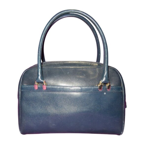 Morris Moskowitz Vintage Blue Leather Boston Bag with charms - Picture 12 of 13